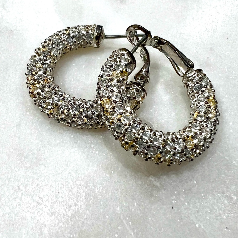 Retro Genuine Napier Crystal Hoops ✨